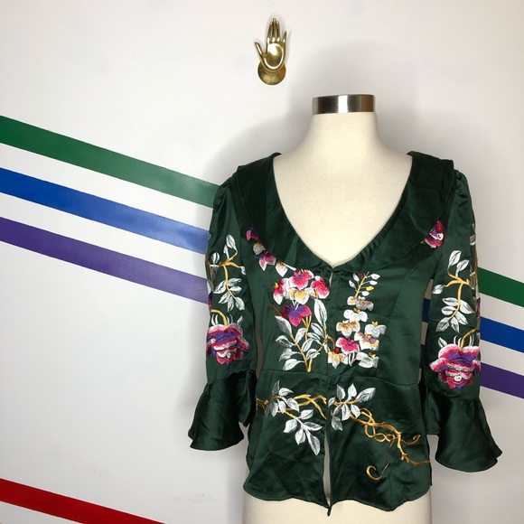 Free People Tops - NEW Free People embroidered silky top